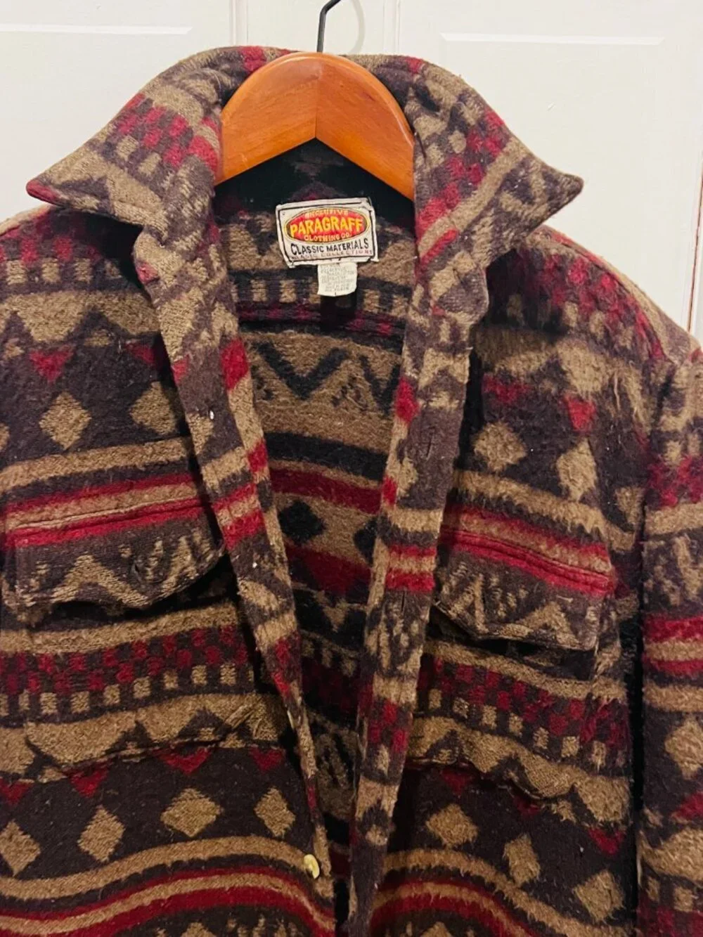 Vintage Southwestern PARAGRAFF Wool Blend Southwest Shirt Jacket Shacket